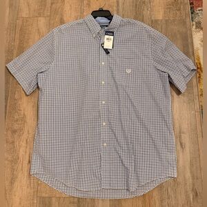 Chaps Navy and White Checkered Button Down Shirt